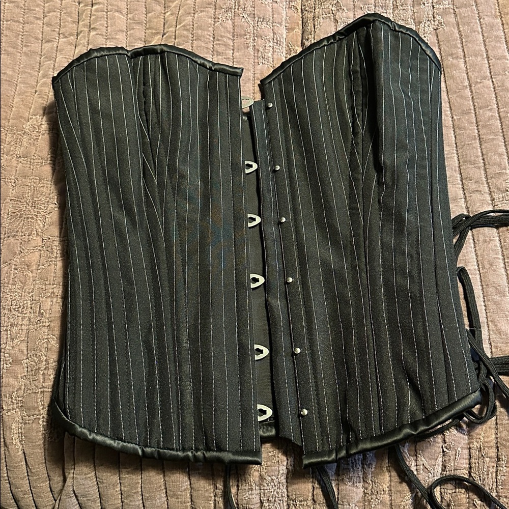 Black Pinstripe Corset Size 28